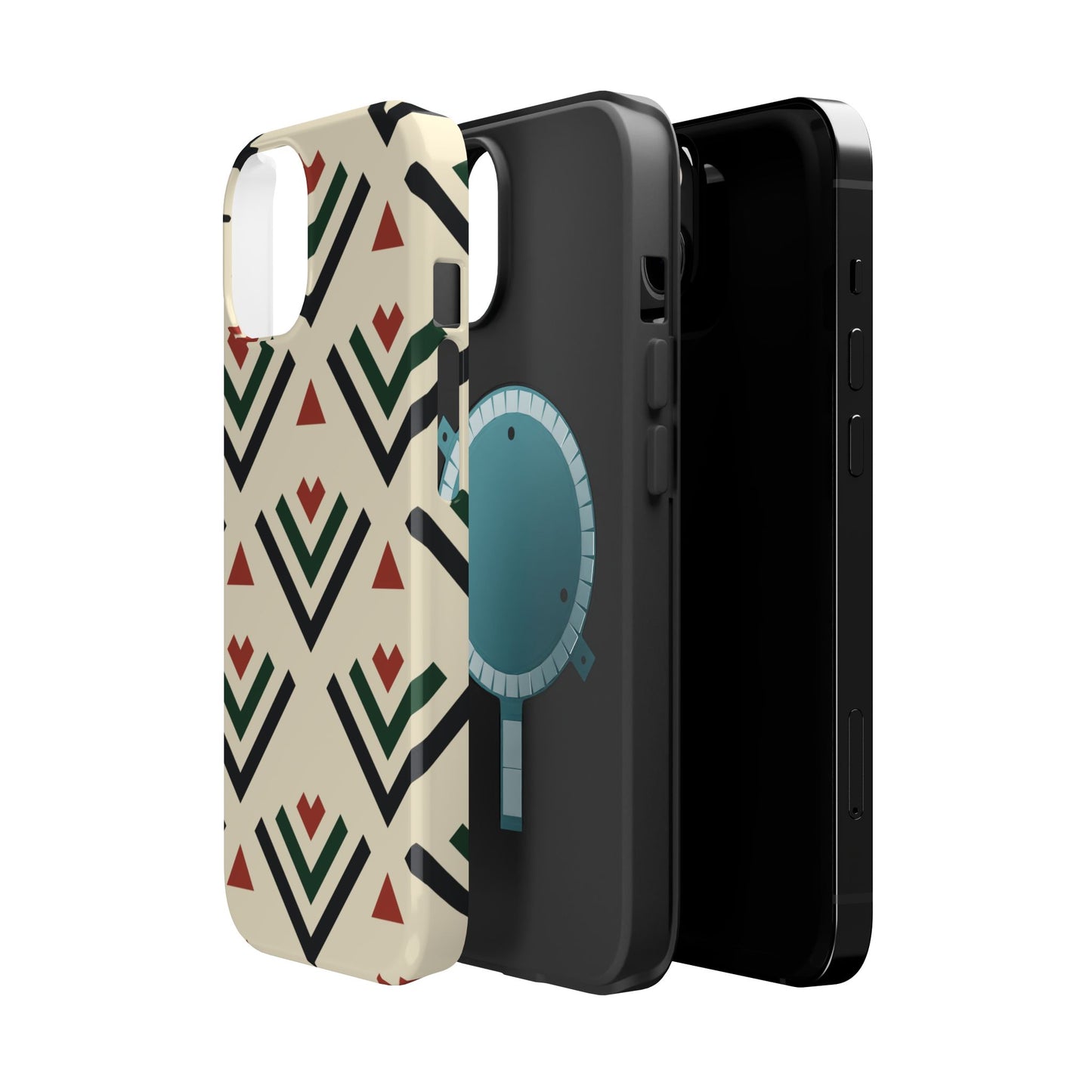 Red Black Green Geometric Design Iphone Magnetic Tough Case