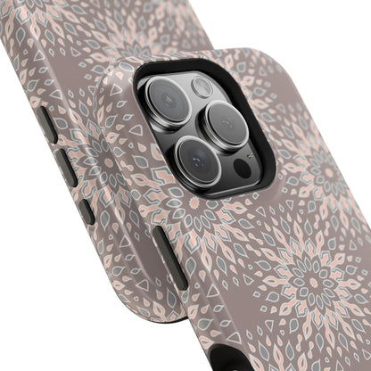 Beige Floral Design - Iphone Magnetic Tough Case