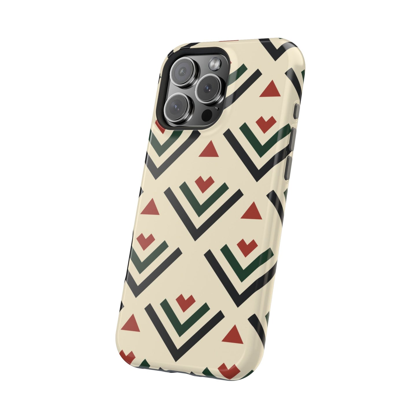 Red Black Green Geometric Design Iphone Magnetic Tough Case