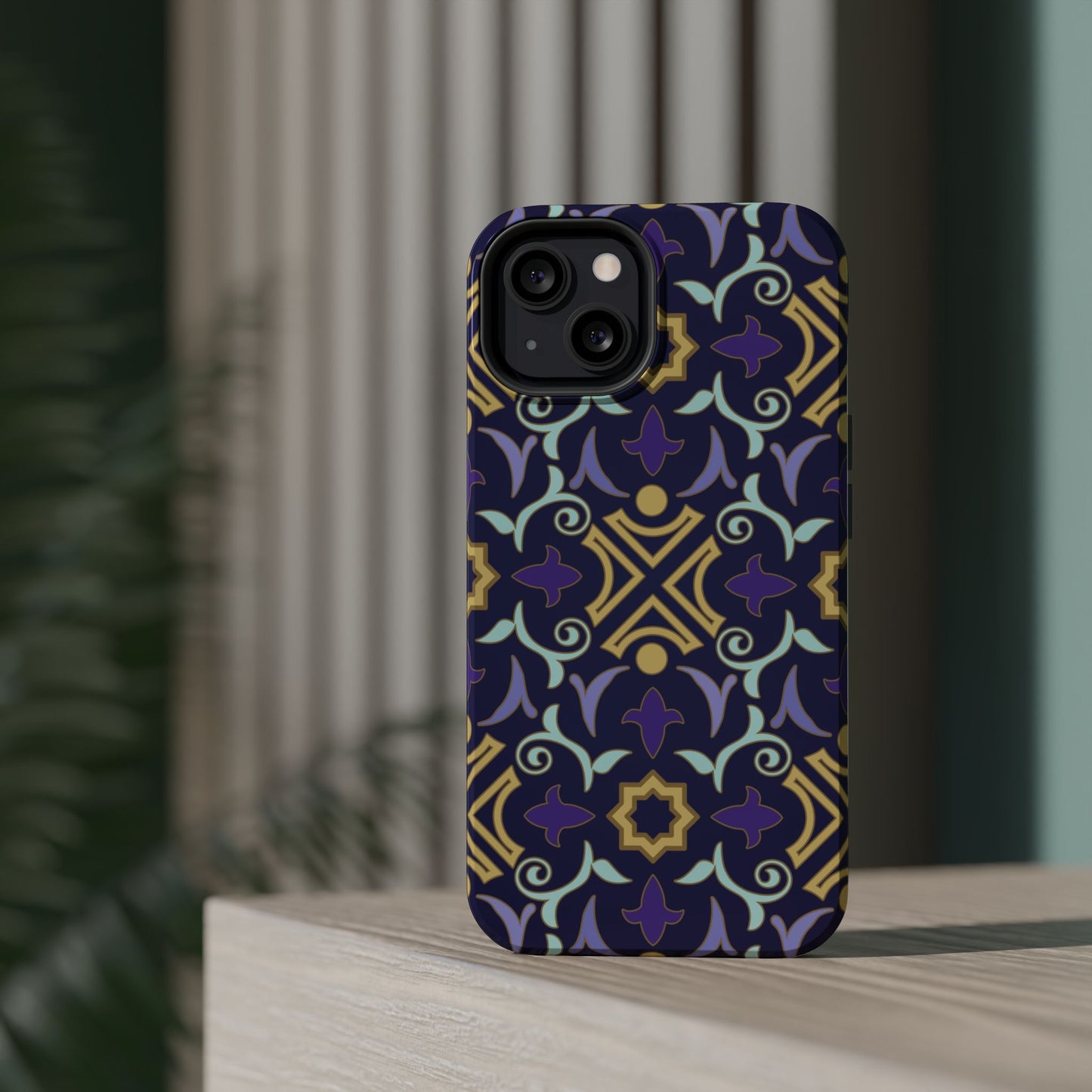 Geometric Purple and Gold Design Iphone Magnetic Tough Case