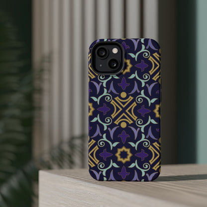 Geometric Purple and Gold Design Iphone Magnetic Tough Case