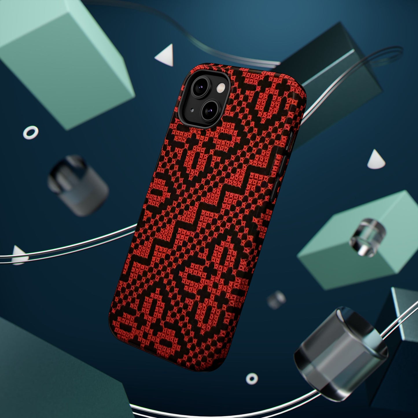 Red and Black Tatreez Design - Iphone Magnetic Tough Case