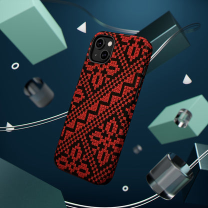 Red and Black Tatreez Design - Iphone Magnetic Tough Case