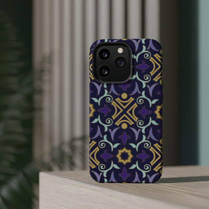 Geometric Purple and Gold Design Iphone Magnetic Tough Case