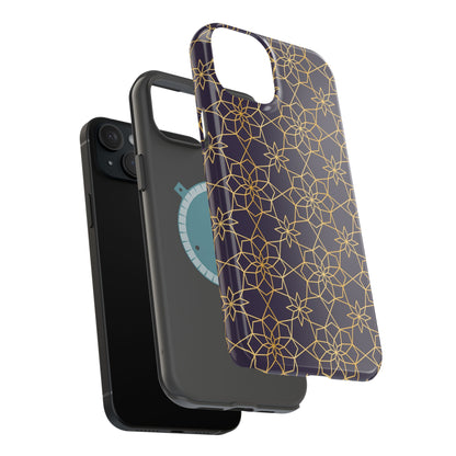 Gold and Purple Geometric Design Iphone Magnetic Tough Case