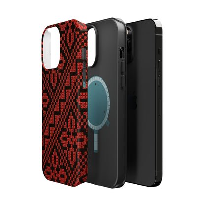 Red and Black Tatreez Design - Iphone Magnetic Tough Case