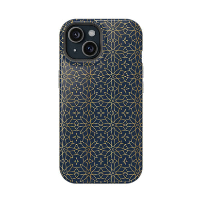 Navy and Gold Geometric Design Iphone Magnetic Tough Case