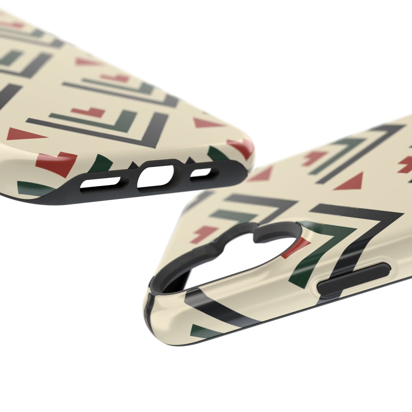 Red Black Green Geometric Design Iphone Magnetic Tough Case