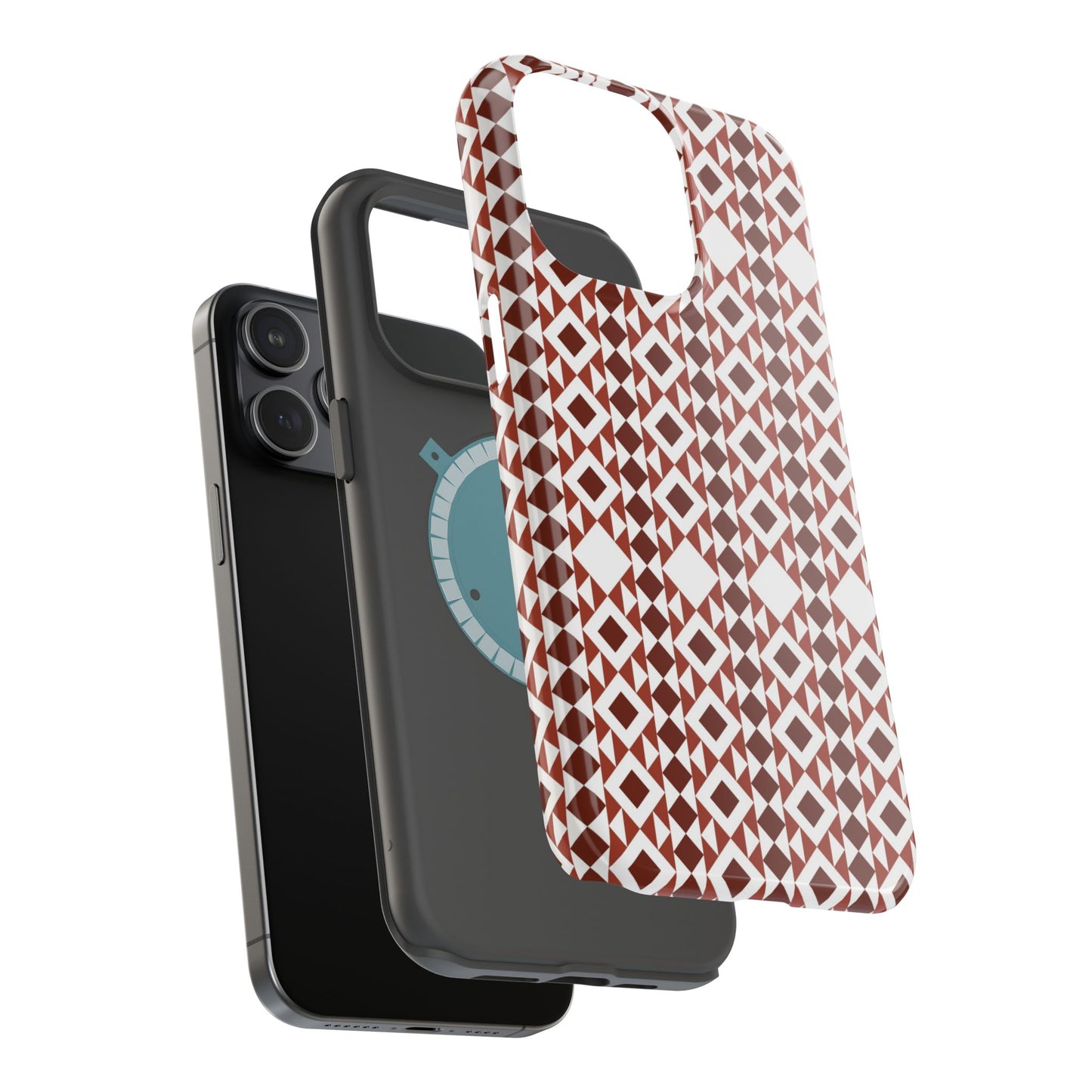 Red and White geometric Design Iphone Magnetic Tough Case
