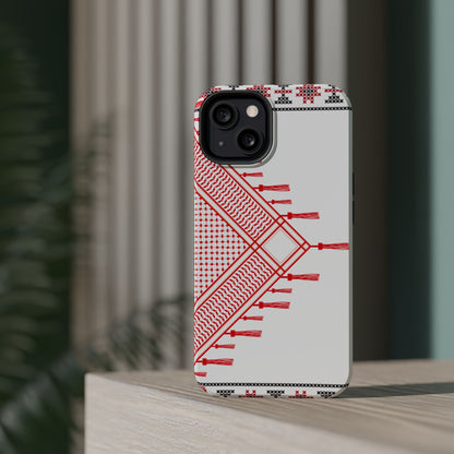 Red and White Hattah Design Iphone Magnetic Tough Case