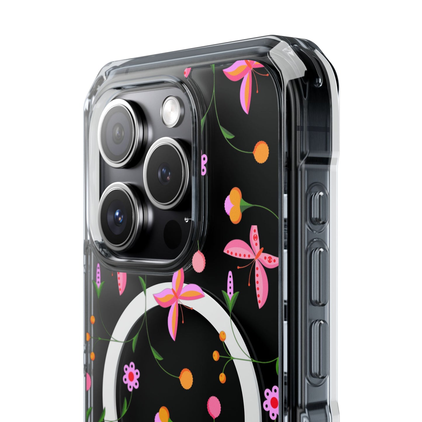 Pink Floral Garden  MagSafe Clear Phone Case