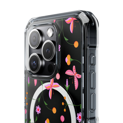 Pink Floral Garden  MagSafe Clear Phone Case
