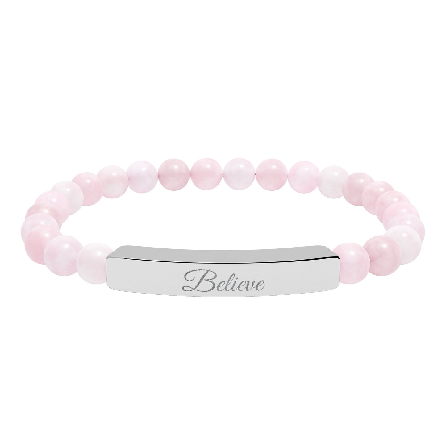 “Believe ” Engraved Natural Stone Bracelet - Meaningful Gift for Mindfulness and Style