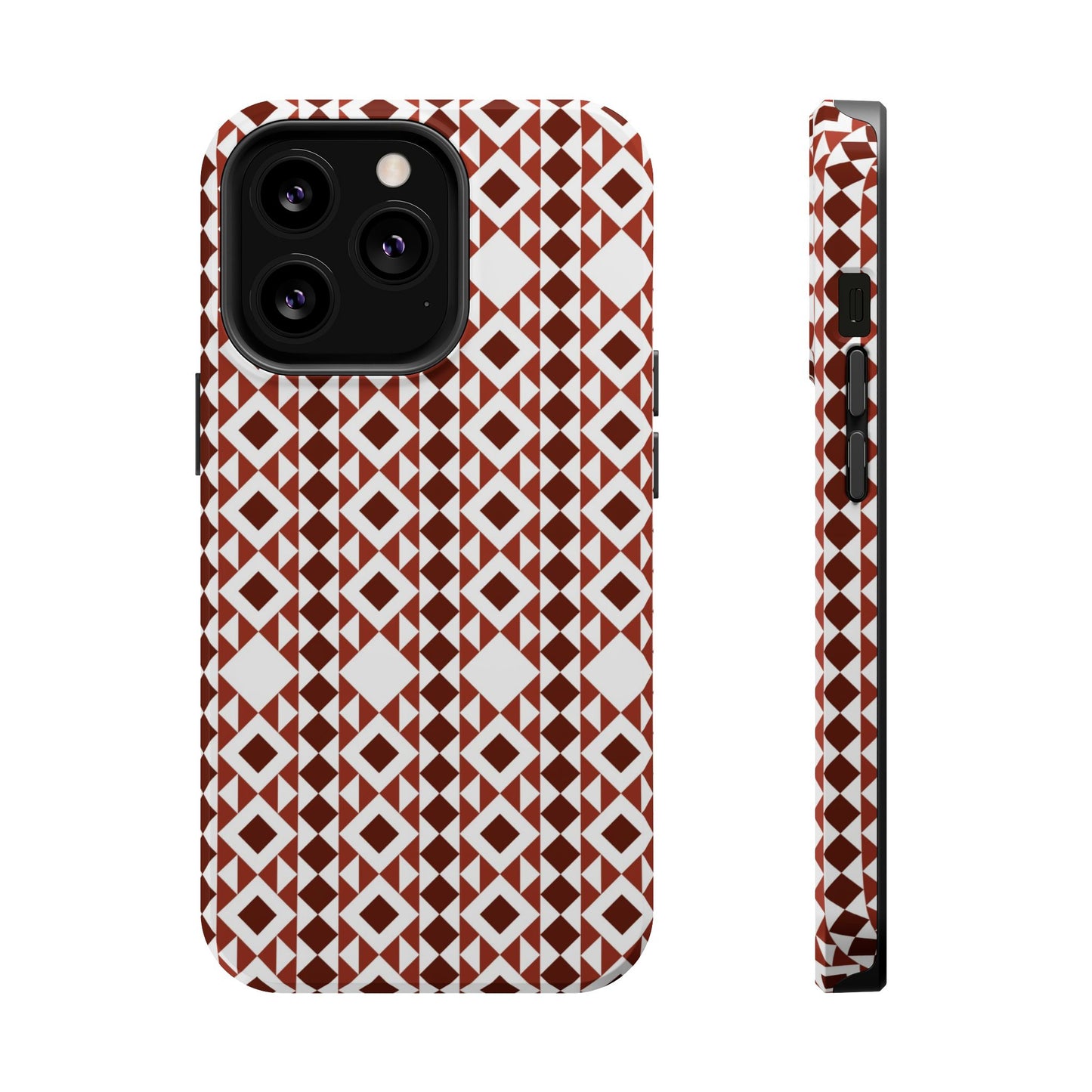 Red and White geometric Design Iphone Magnetic Tough Case