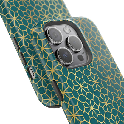 Gold and Green Flower Design - Iphone Magnetic Tough Case