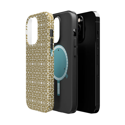 Beige and Gold Geometric Design Iphone Magnetic Tough Case