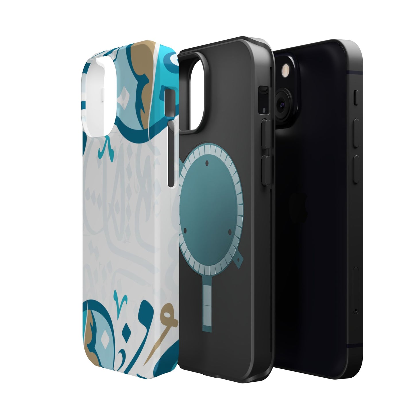 White Blue and Gold Arabic Calligraphy Iphone Magnetic Tough Case