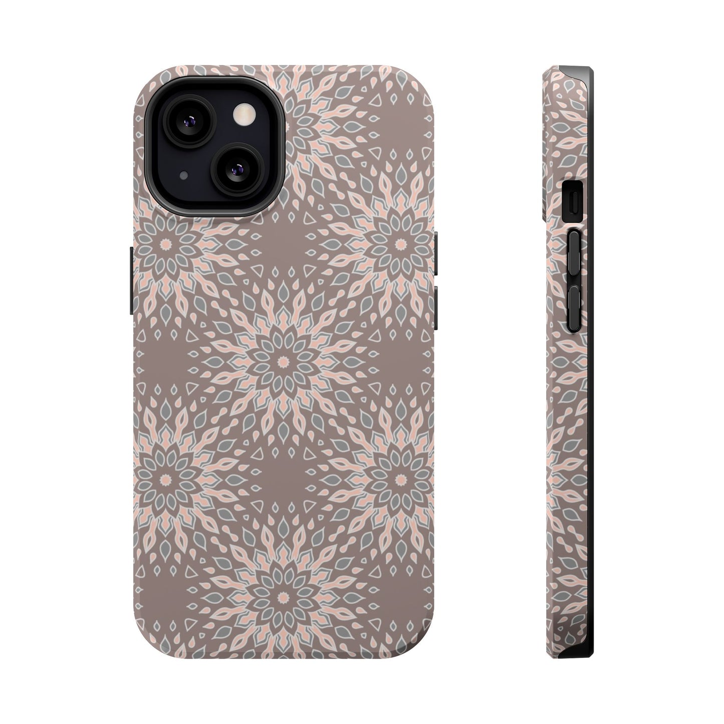 Beige Floral Design - Iphone Magnetic Tough Case