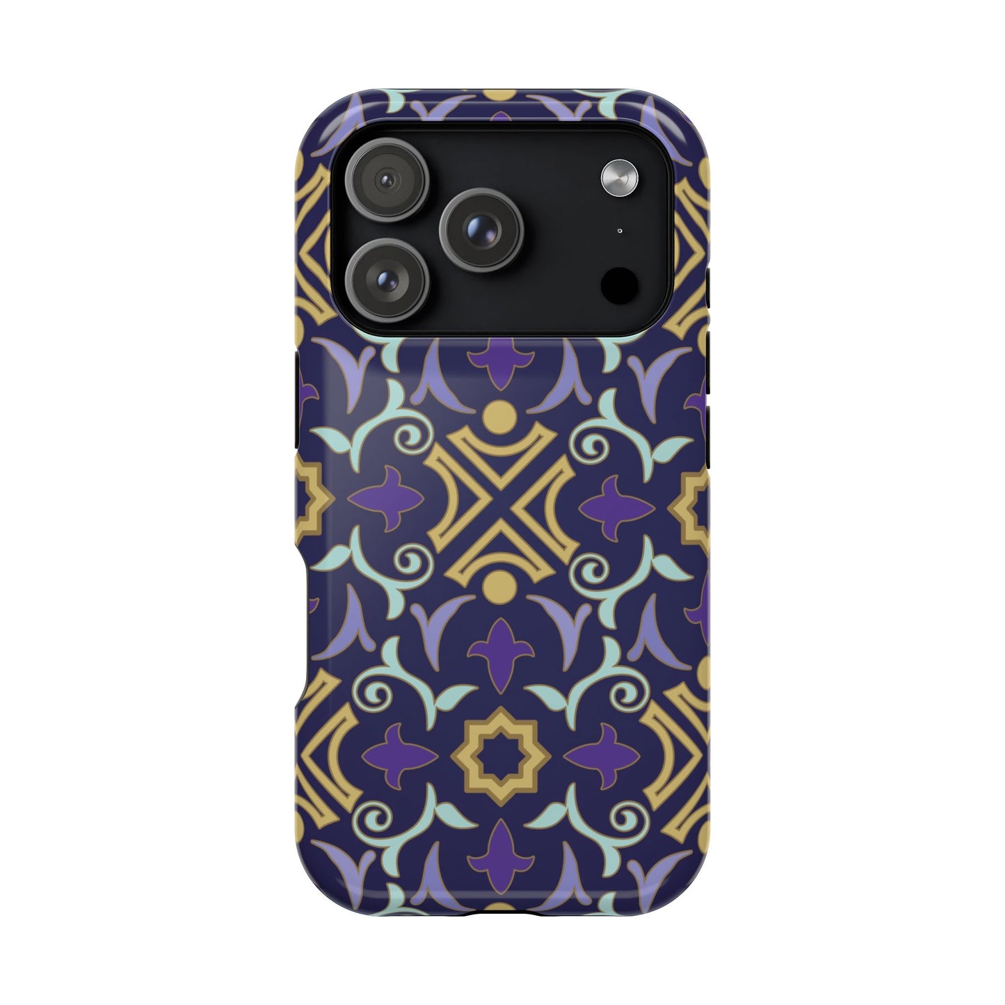 Geometric Purple and Gold Design Iphone Magnetic Tough Case
