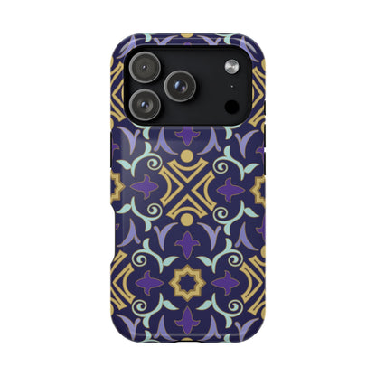 Geometric Purple and Gold Design Iphone Magnetic Tough Case