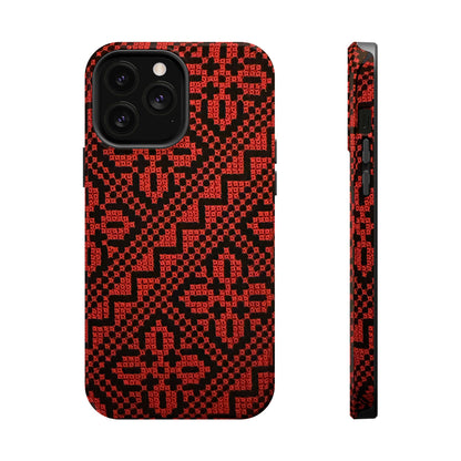 Red and Black Tatreez Design - Iphone Magnetic Tough Case