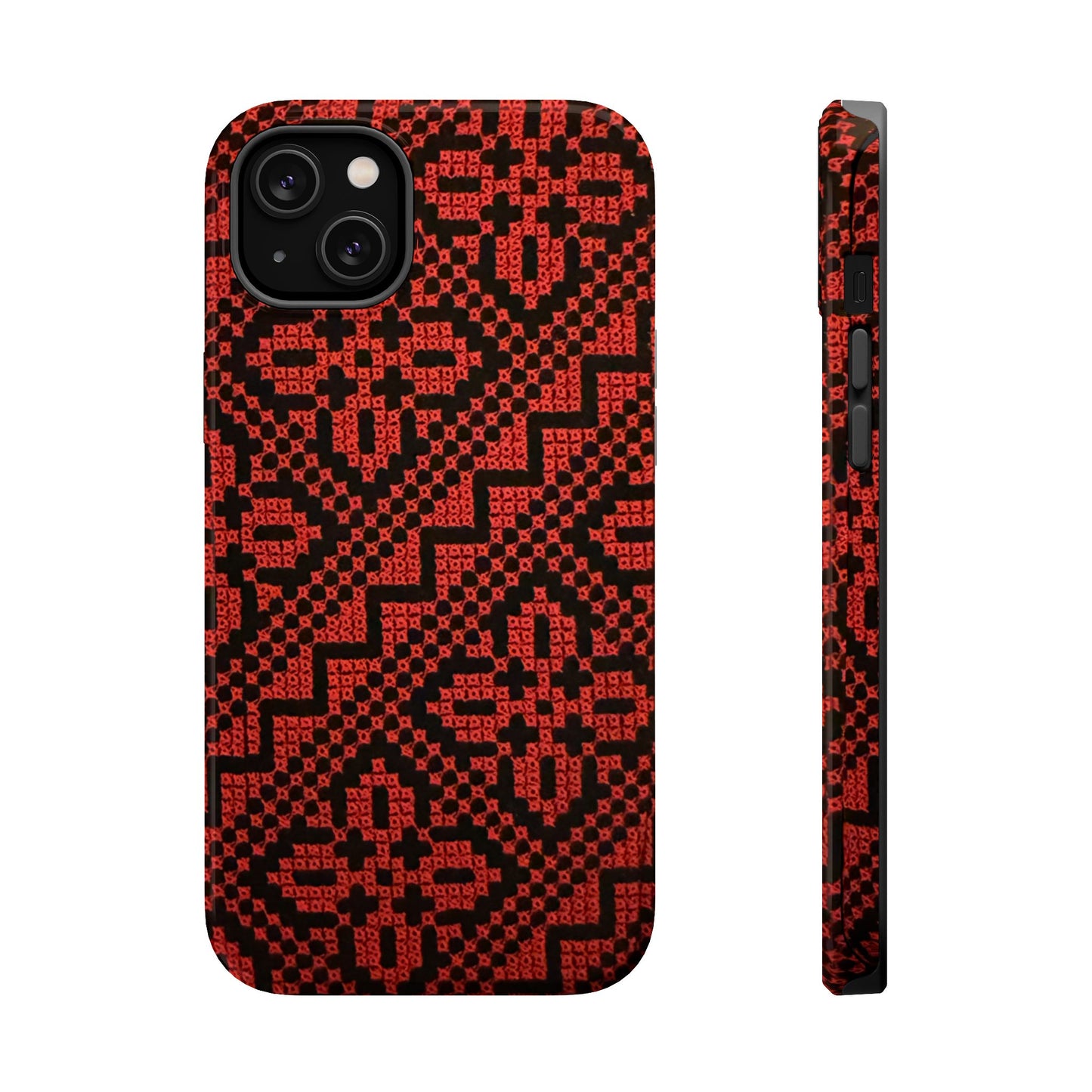 Red and Black Tatreez Design - Iphone Magnetic Tough Case