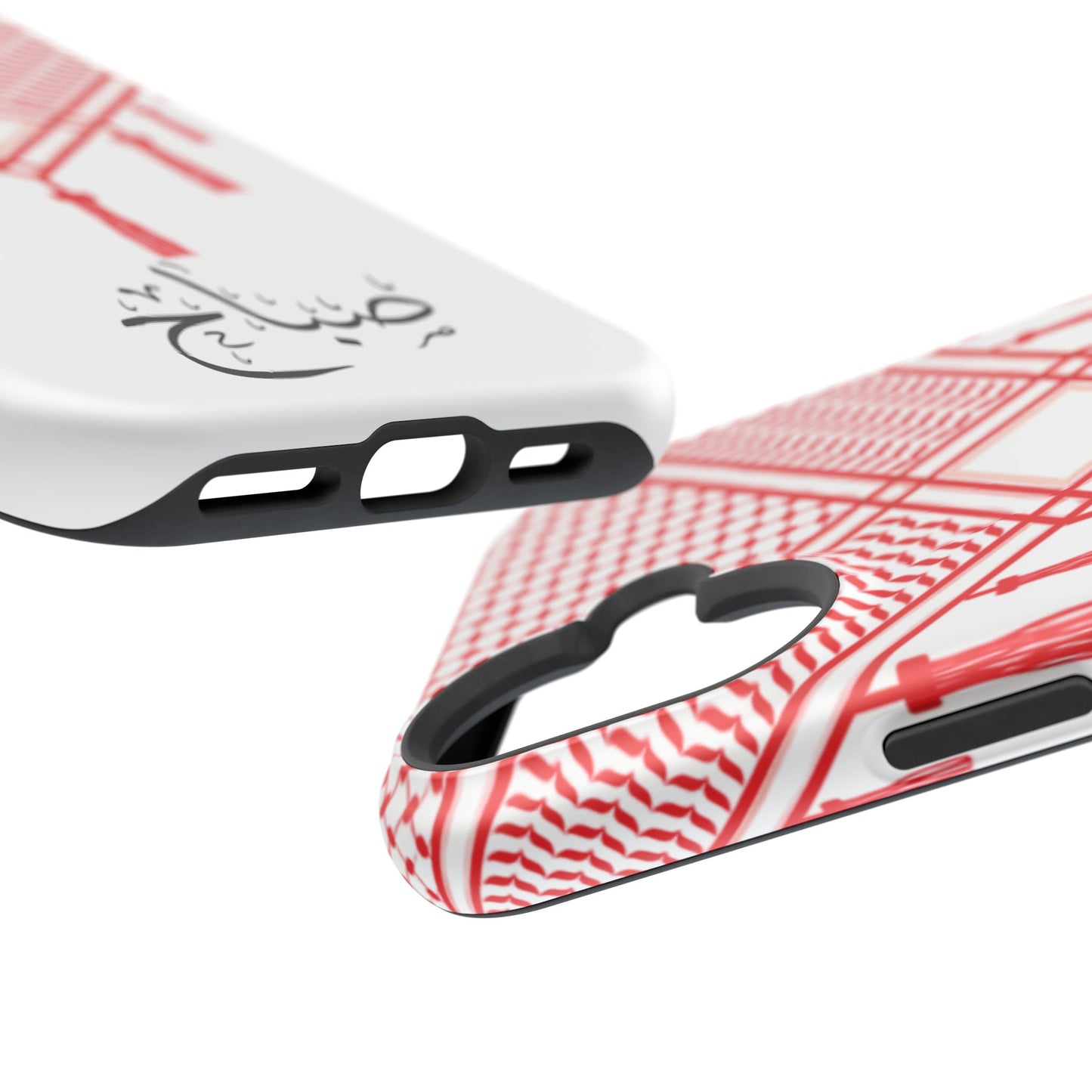 Personalized Arabic Calligraphy - Iphone Magnetic Impact-Resistant Phone Case - Red and White Shmagh Design