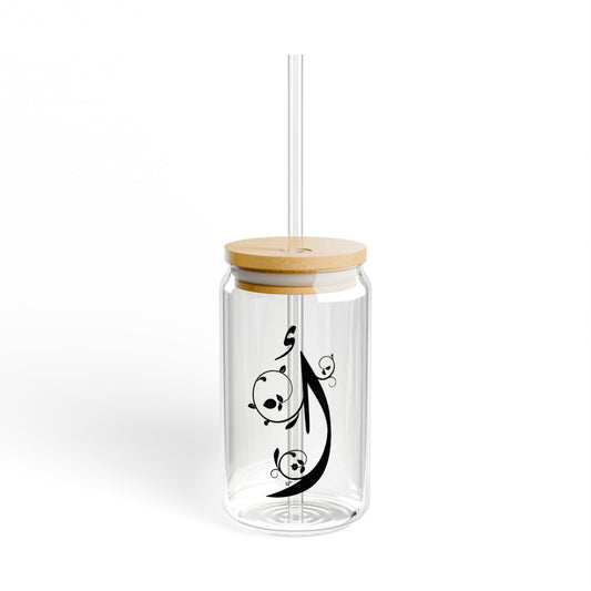 Arabic Letter “Alif”  "أ" Monogram Sipper Glass, 16oz | Eco-Friendly Beverage Container | Perfect for Home, picnics, Gifts, and Parties