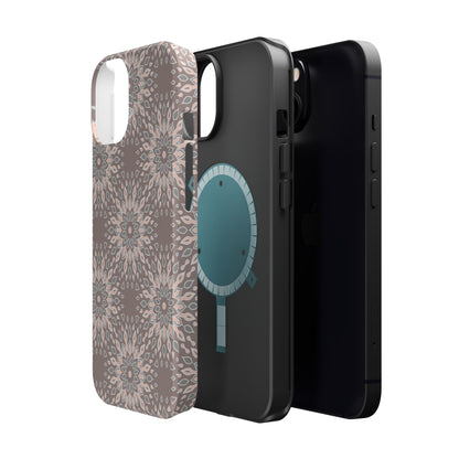 Beige Floral Design - Iphone Magnetic Tough Case