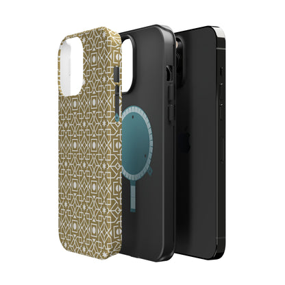 Beige and Gold Geometric Design Iphone Magnetic Tough Case