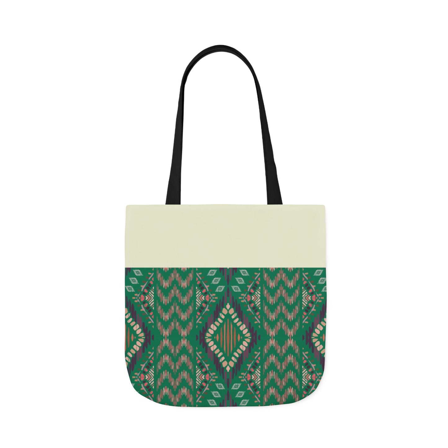 Green Emerald geometric Designs  Tote Bag, 3-Color Straps