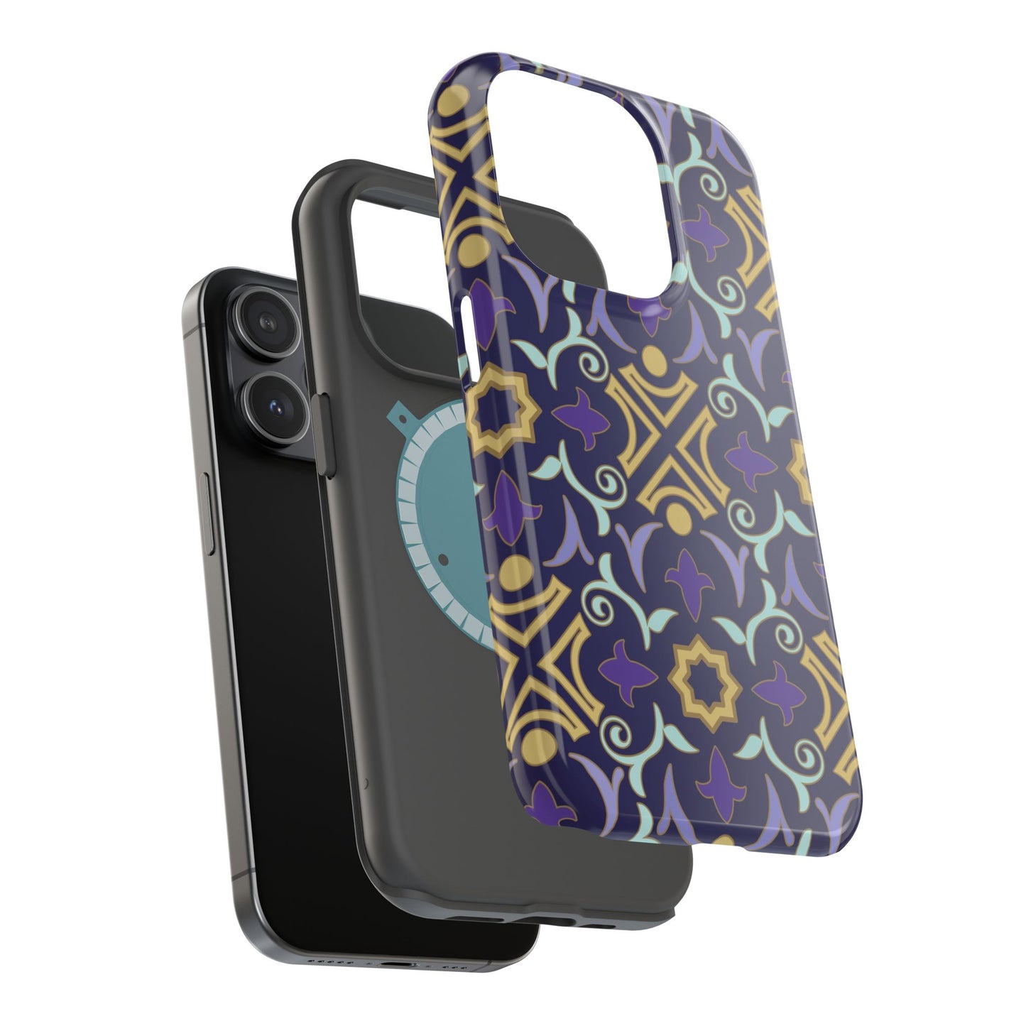 Geometric Purple and Gold Design Iphone Magnetic Tough Case