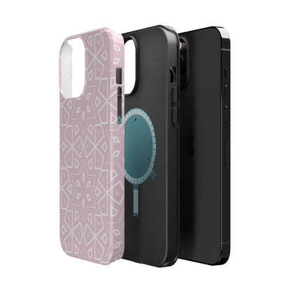 Pink and White Geometric Design Iphone Magnetic Tough Case