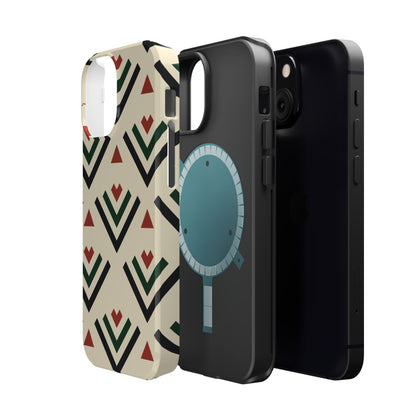 Red Black Green Geometric Design Iphone Magnetic Tough Case