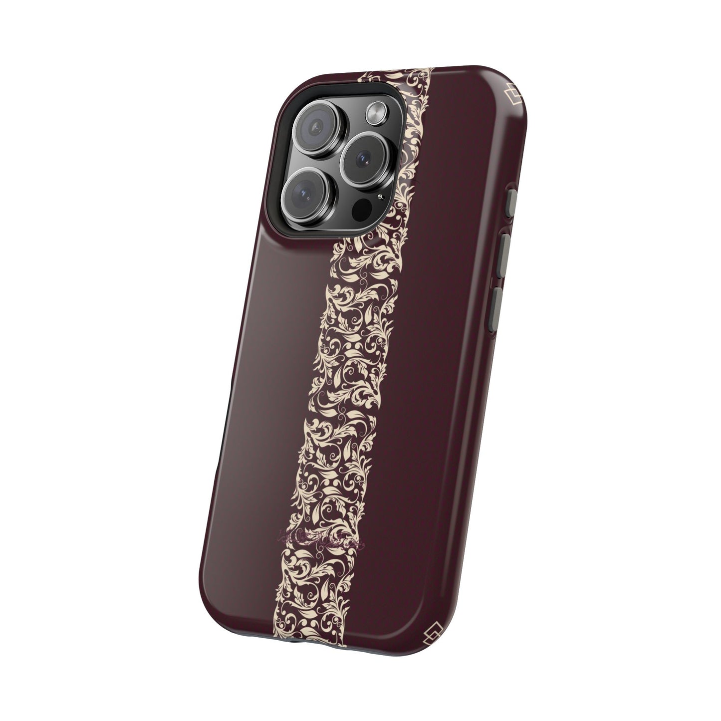 Red Dark and Beige geometric Design Iphone Magnetic Tough Case