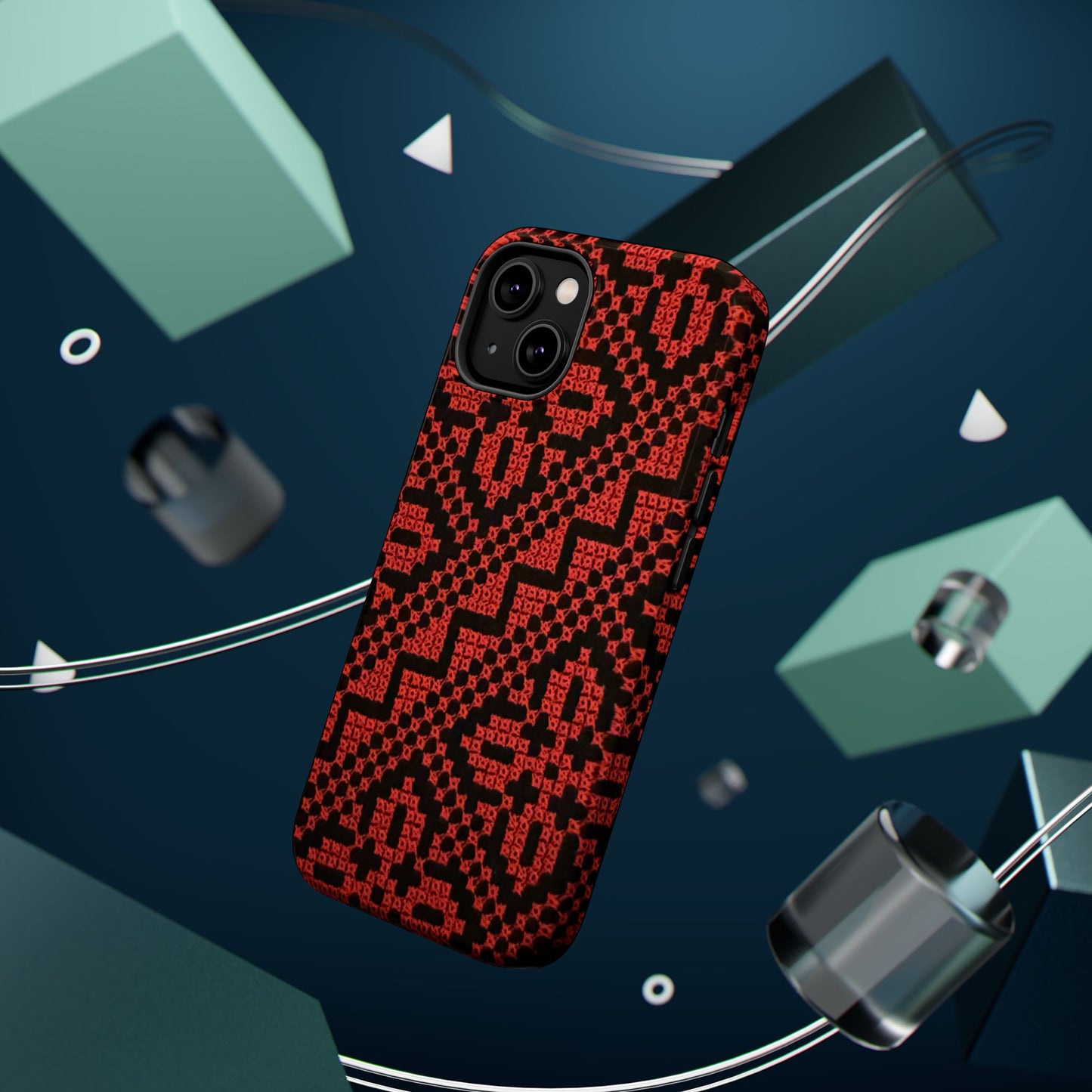 Red and Black Tatreez Design - Iphone Magnetic Tough Case