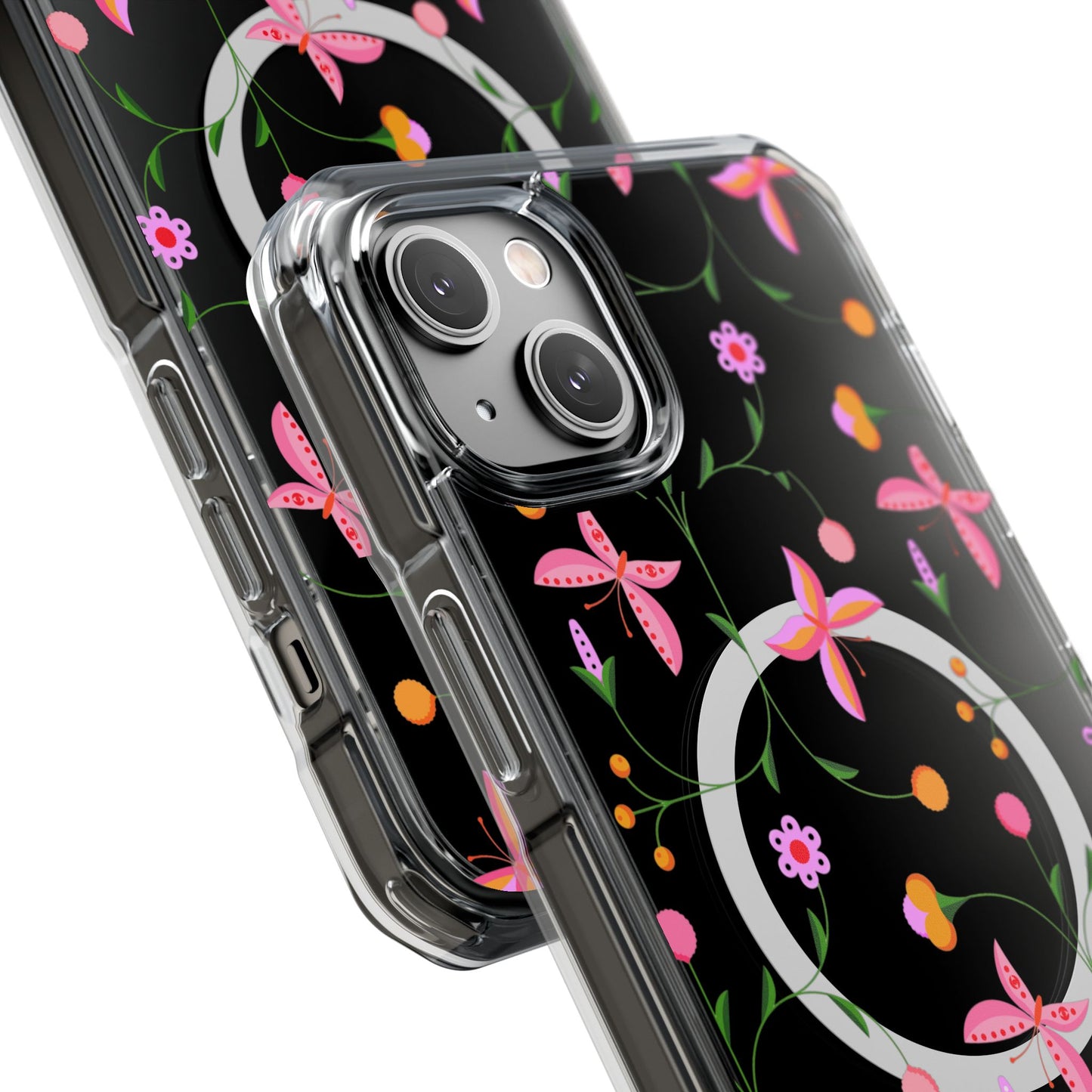 Pink Floral Garden  MagSafe Clear Phone Case