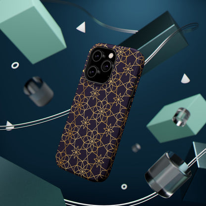 Gold and Purple Geometric Design Iphone Magnetic Tough Case