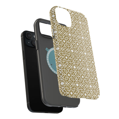 Beige and Gold Geometric Design Iphone Magnetic Tough Case