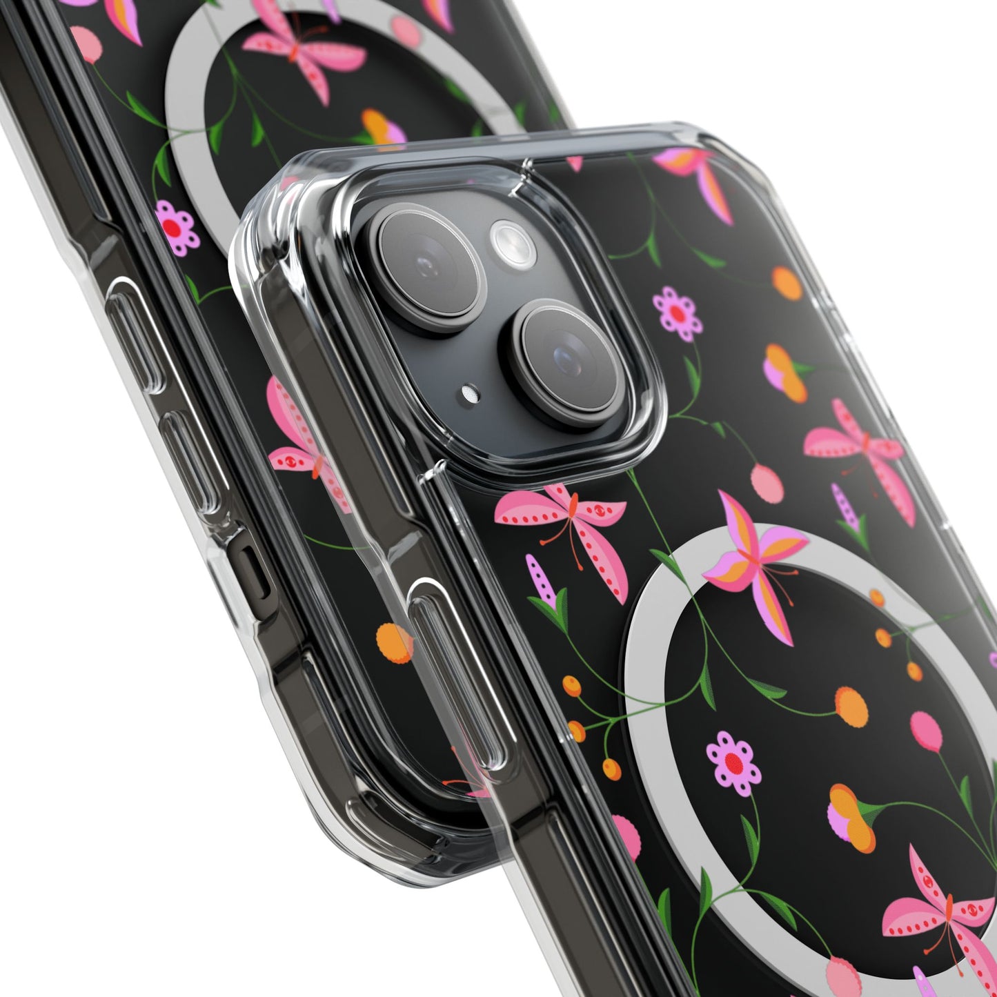 Pink Floral Garden  MagSafe Clear Phone Case