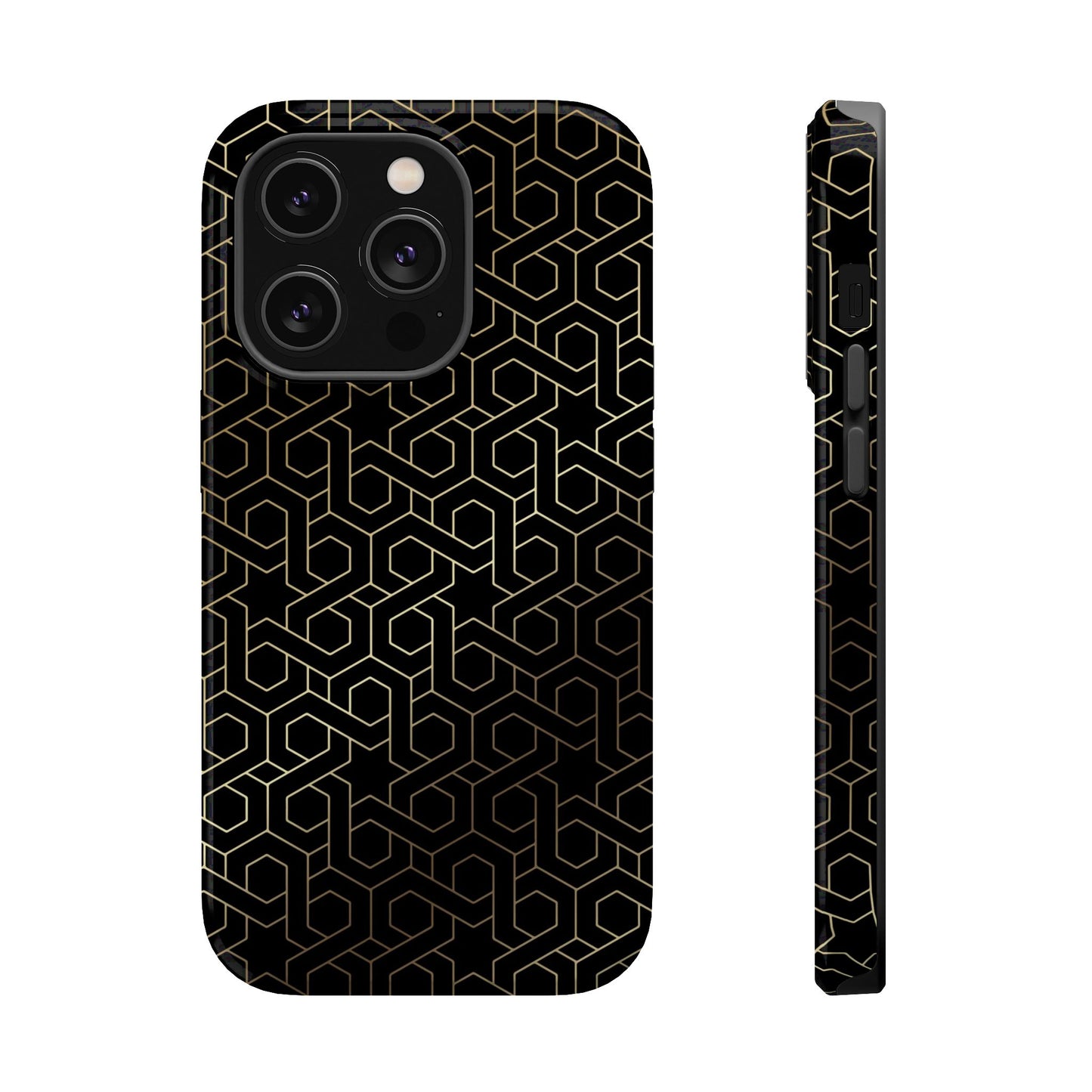 Black and Gold ⭐️ Geometric Design Iphone Magnetic Tough Case
