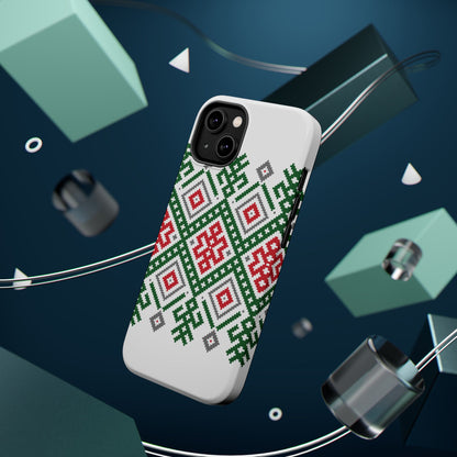 Red white Green and Black  Geometric Design Iphone Magnetic Tough Case