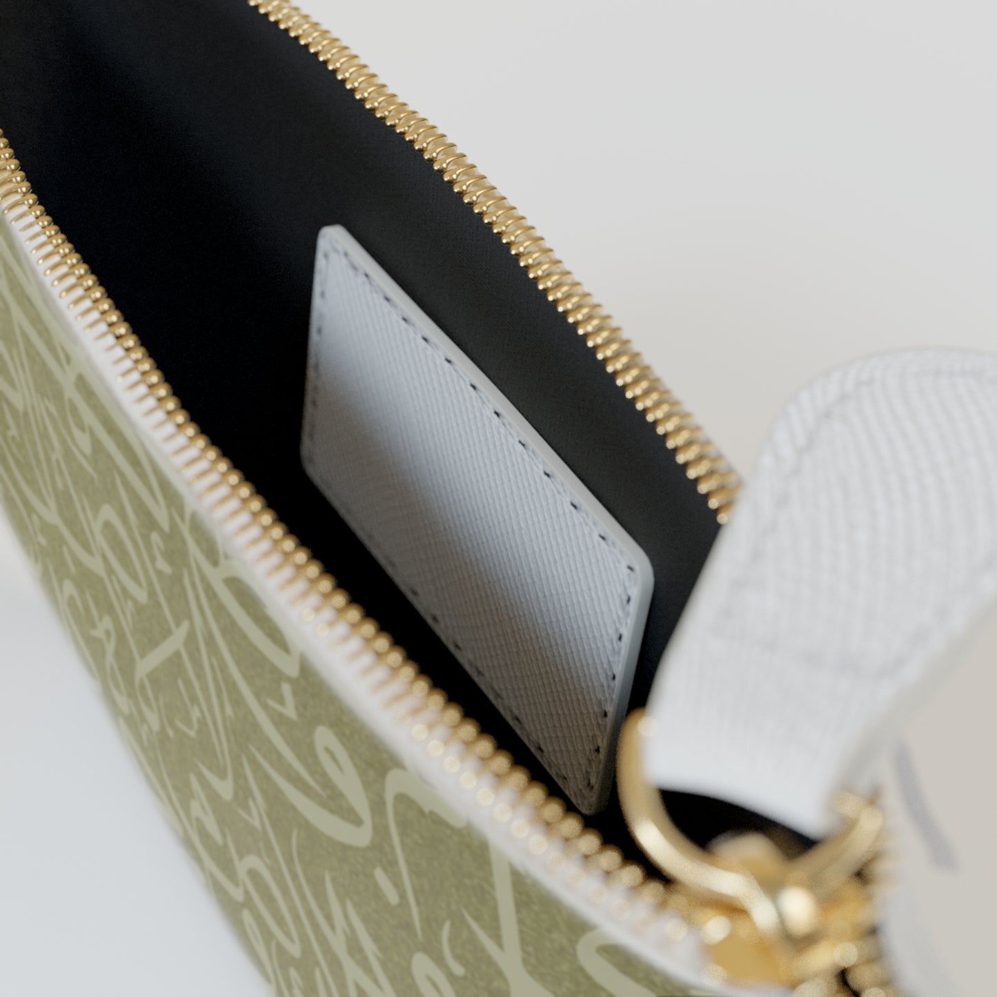 Olive Green Arabic Letters Mini Clutch Bag