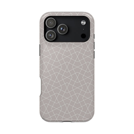 Beige and white geometric  Design - Iphone Magnetic Tough Case