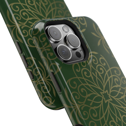 Gold and Green Flowery Design - Iphone Magnetic Tough Case