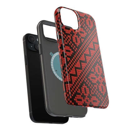 Red and Black Tatreez Design - Iphone Magnetic Tough Case