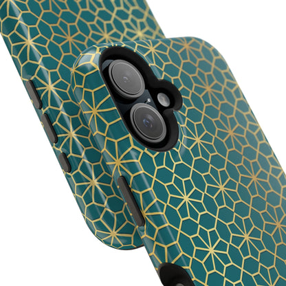 Gold and Green Flower Design - Iphone Magnetic Tough Case