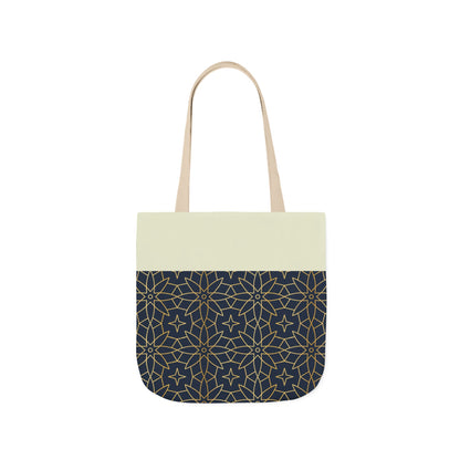 Navy and Gold Star ⭐️ Geometric  Tote Bag, 2-Color Strap
