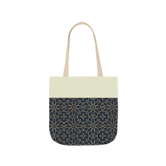 Navy and Gold Star ⭐️ Geometric  Tote Bag, 2-Color Strap