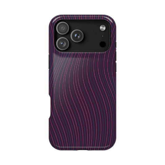 Purple Line Pattern  Design - Iphone Magnetic Tough Case